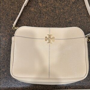 Tory Burch Cream Crossbody Bag with Gold Emblem